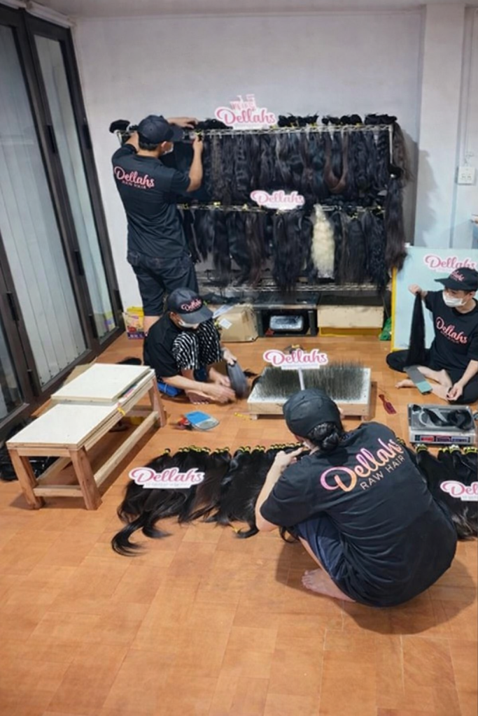 Raw Cambodian human hair factory sorting donor raw hair