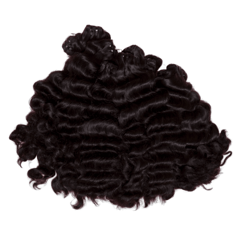 WAVY CURLY Single donor Raw virgin Cambodian human hair weft extensions